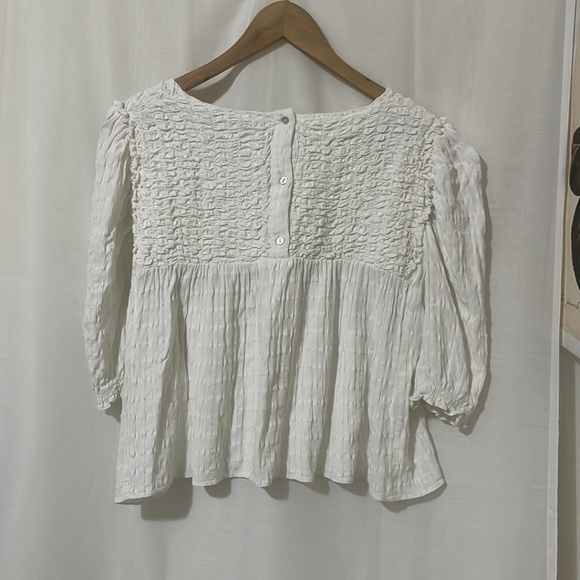 Zara White 3/4 Sleeve Crop Shirt - Picture 3 of 5